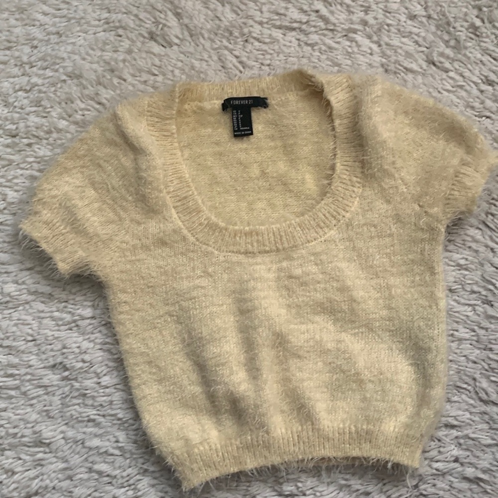 Cropped Yellow Fuzzy Sweater